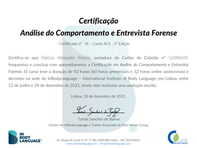 Certificado em Análise do Comportamento e Entrevista Forense